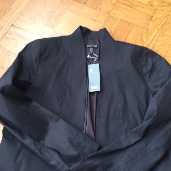 NEW Eileen Fisher Black Ramie Long Jacket Size 12 - Picture 5 of 10